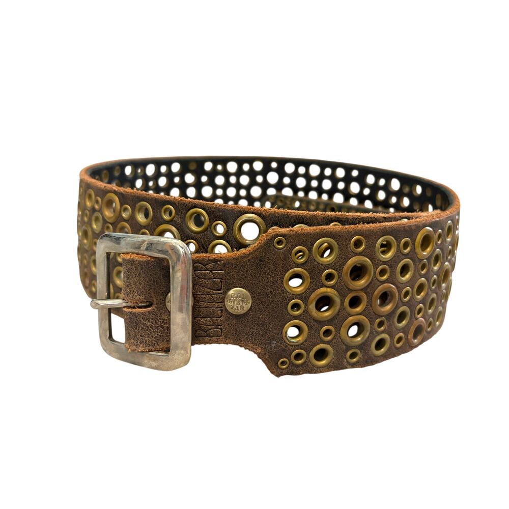 Vintage Baltazar x Hysteric Glamour Distressed Brown Leather Multi Grommet Belt